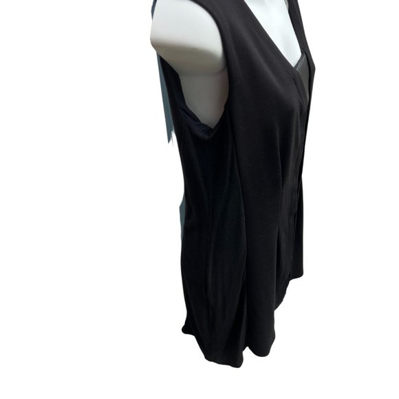 Lysse Sleeveless V-Neck Faux Leather Insert Pullover Tunic Top0 Black Size Small - Picture 5 of 11